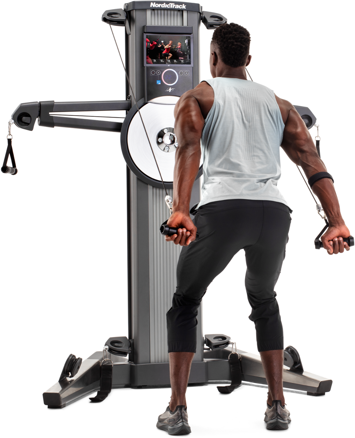 Man exercising on an iFit-enabled treadmill.